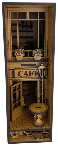 Café Book Nook Kit DIY Wooden Bookend Bookshelf Insert French Country