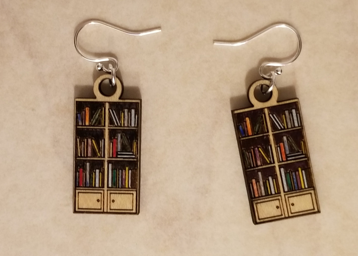 Bookcase Earrings, Book Lover Bookshelf Gift Hypoallergenic Pure Sterling Silver