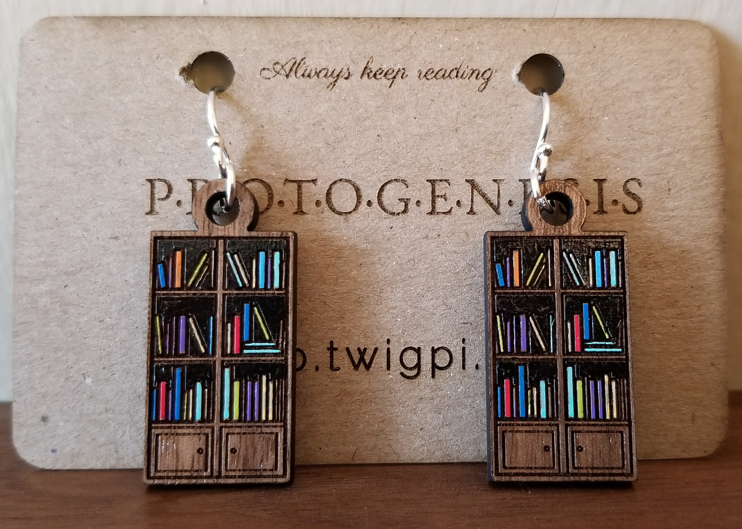 Bookcase Earrings, Book Lover Bookshelf Gift Hypoallergenic Pure Sterling Silver